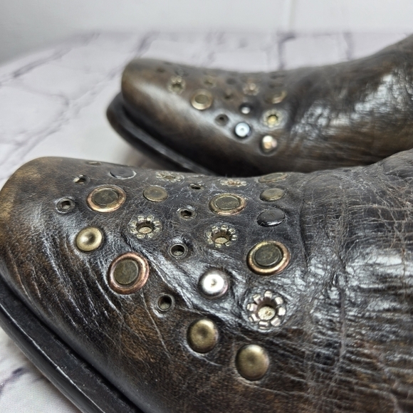 Donald Pliner western couture croc embossed leather studded ankle boots main image 5